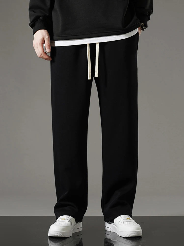 Men's Wide Leg Drawstring Sweatpants — Korean Fashion Straight Track Pants Casual Loose Trousers