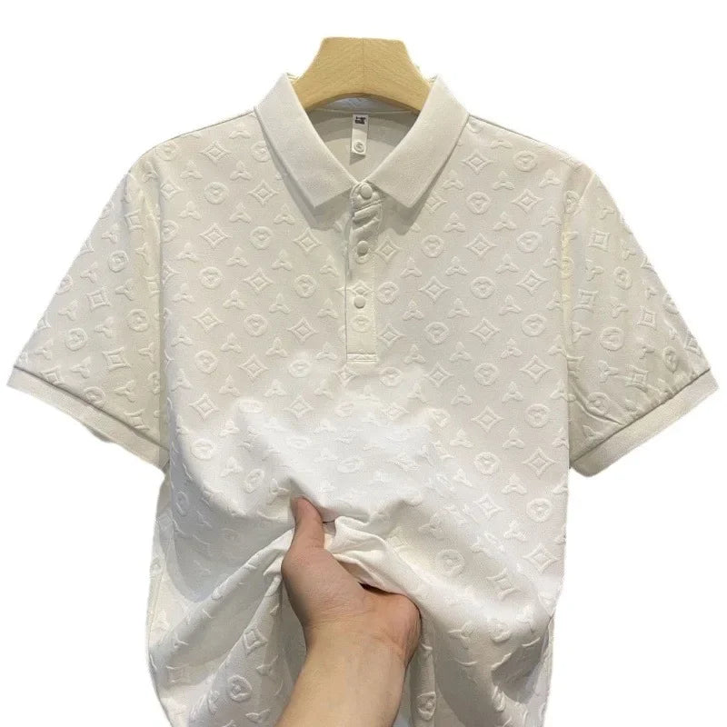 Men's Ice Silk Polo Shirt — Slim Fit Breathable Short Sleeve Business Casual Tee