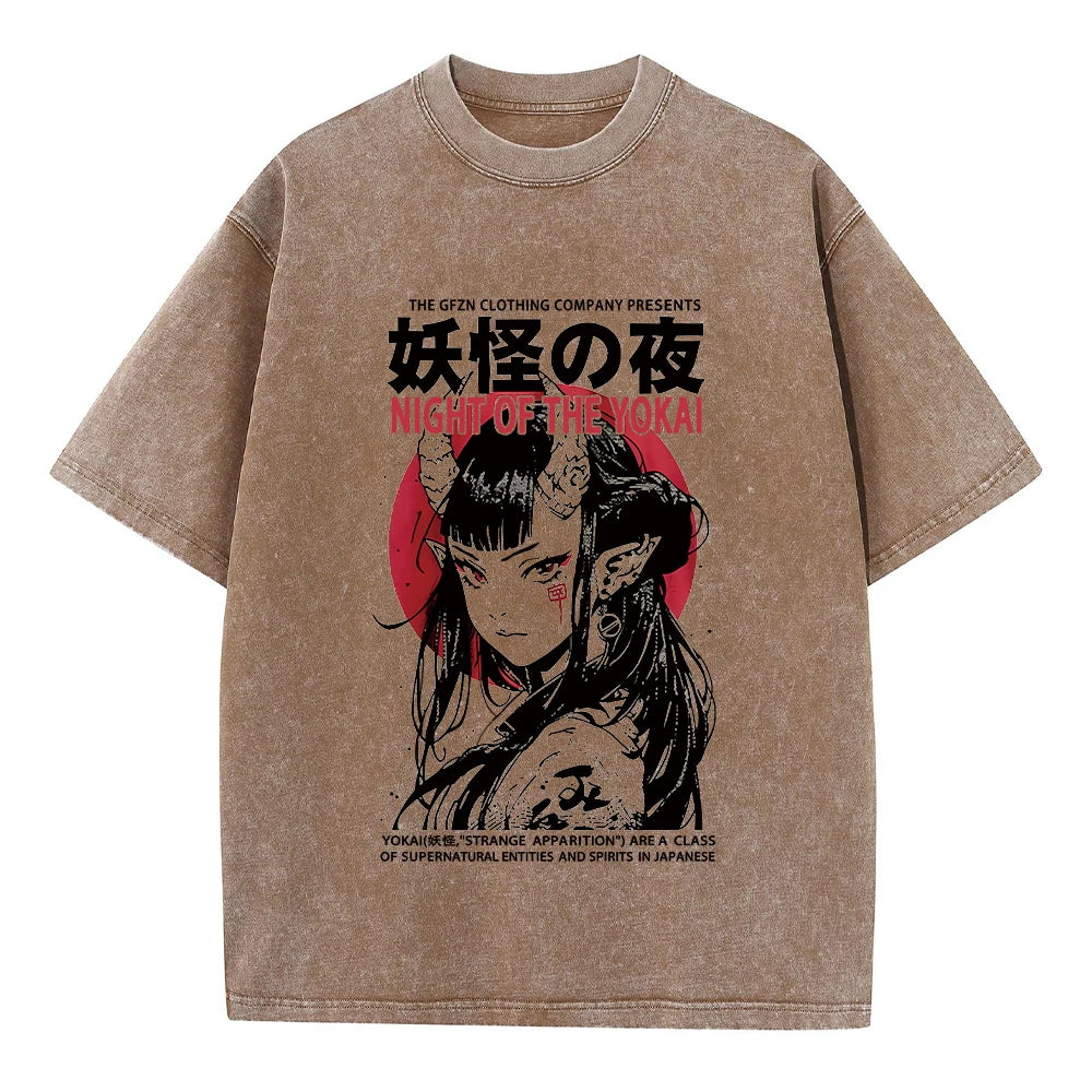 Men's Hip Hop Streetwear Vintage Washed Anime Graphic T-Shirt — Harajuku Cotton Casual Loose Tee