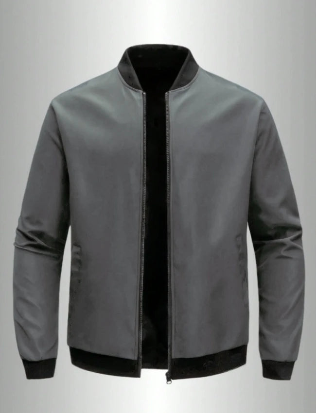 Men's Baseball Collar Jacket — Lightweight Zip-Up Casual Thin Coat