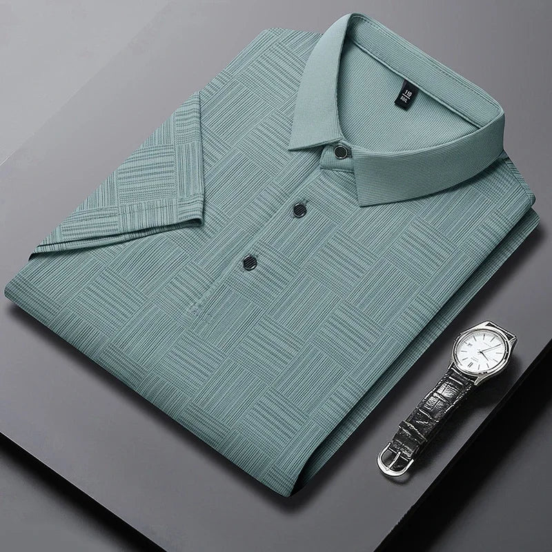 Men's Printed Business Casual Polo Shirt — Anti-Wrinkle Breathable Short Sleeve Summer Top
