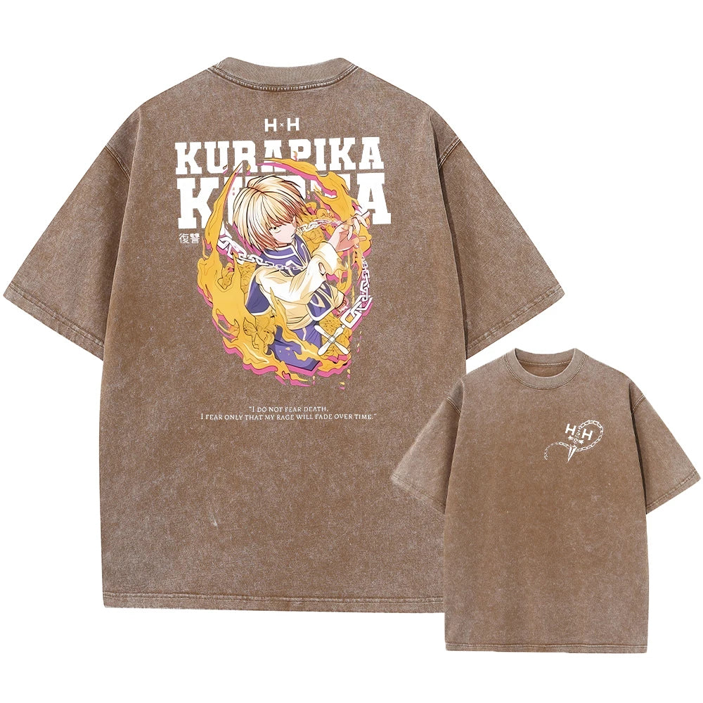 Men's Anime Graphic T-Shirt — Hunter x Hunter Washed Print Vintage Cotton Streetwear Tee