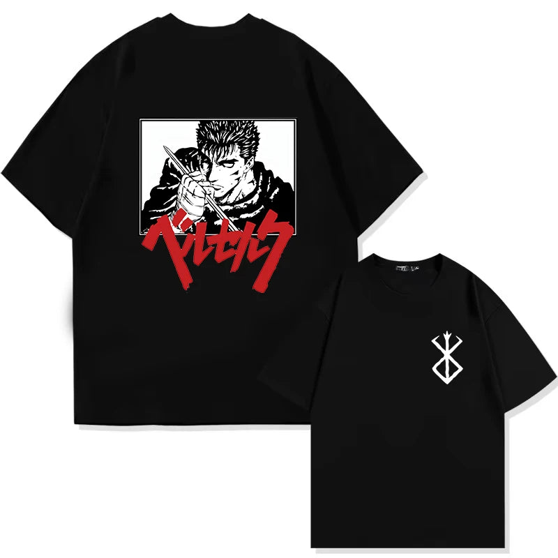 Men's Berserk Anime T-Shirt — Guts Graphic Tee 90s Dark Fantasy Manga Streetwear