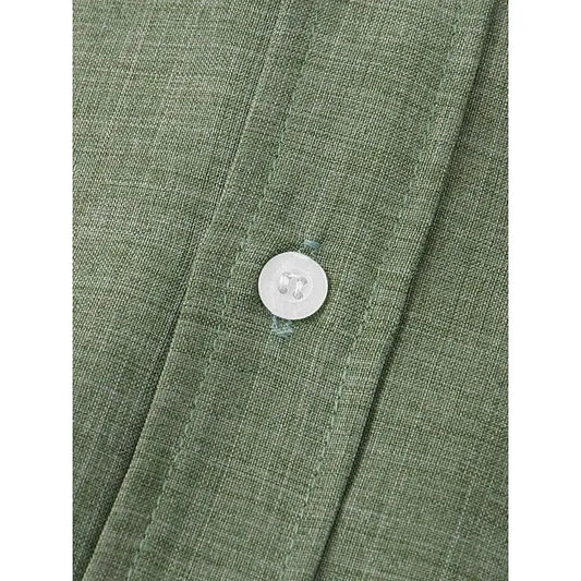 Men's Bamboo Linen Short Sleeve Shirt — Breathable Turn-Down Collar Casual Summer Top