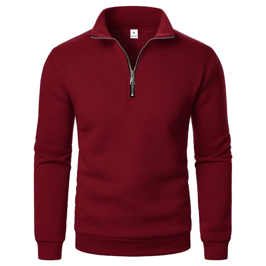 Men's Half-Zip Stand Collar Sweatshirt — Slim Fit Casual Pullover | 9 Colors S–XXXL