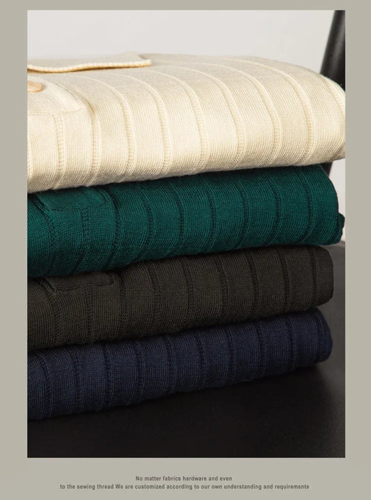 Men's Slim-Fit Knitted Polo Shirt — Breathable Smart Casual Button Lapel Summer Top