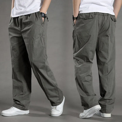 Men's Cargo Pants — Multi-Pocket Elastic Waist Loose Fit Trousers
