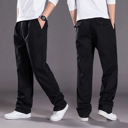Men's Cargo Pants — Multi-Pocket Elastic Waist Loose Fit Trousers
