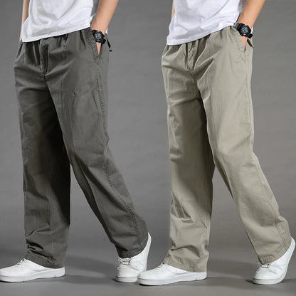 Men's Cargo Pants — Multi-Pocket Elastic Waist Loose Fit Trousers