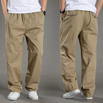 Men's Cargo Pants — Multi-Pocket Elastic Waist Loose Fit Trousers