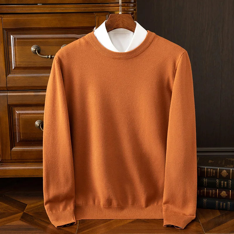 Men's Wool-Blend O-Neck Pullover Sweater — Versatile All-Season Knitwear