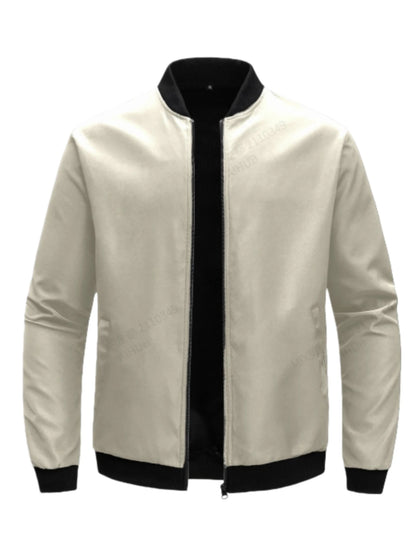 Men's Baseball Collar Jacket — Lightweight Zip-Up Casual Thin Coat