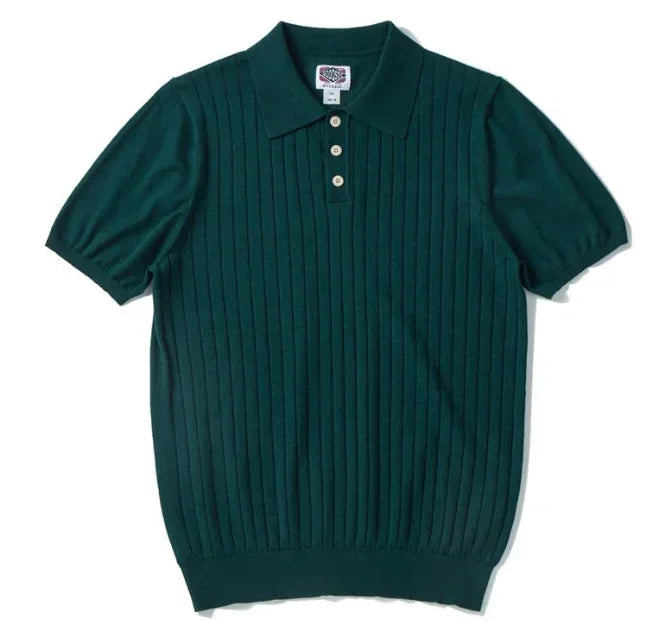 Men's Slim-Fit Knitted Polo Shirt — Breathable Smart Casual Button Lapel Summer Top