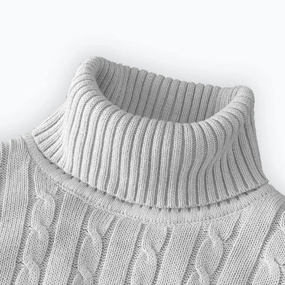 Men's Solid Color High Neck Pullover Sweater — Elastic Knitted Casual Sweatwear Autumn Winter