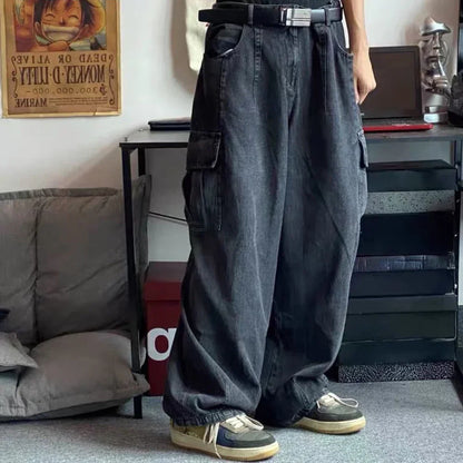Men's Baggy Wide-Leg Denim Jeans | Streetwear Hip Hop Cargo Pants