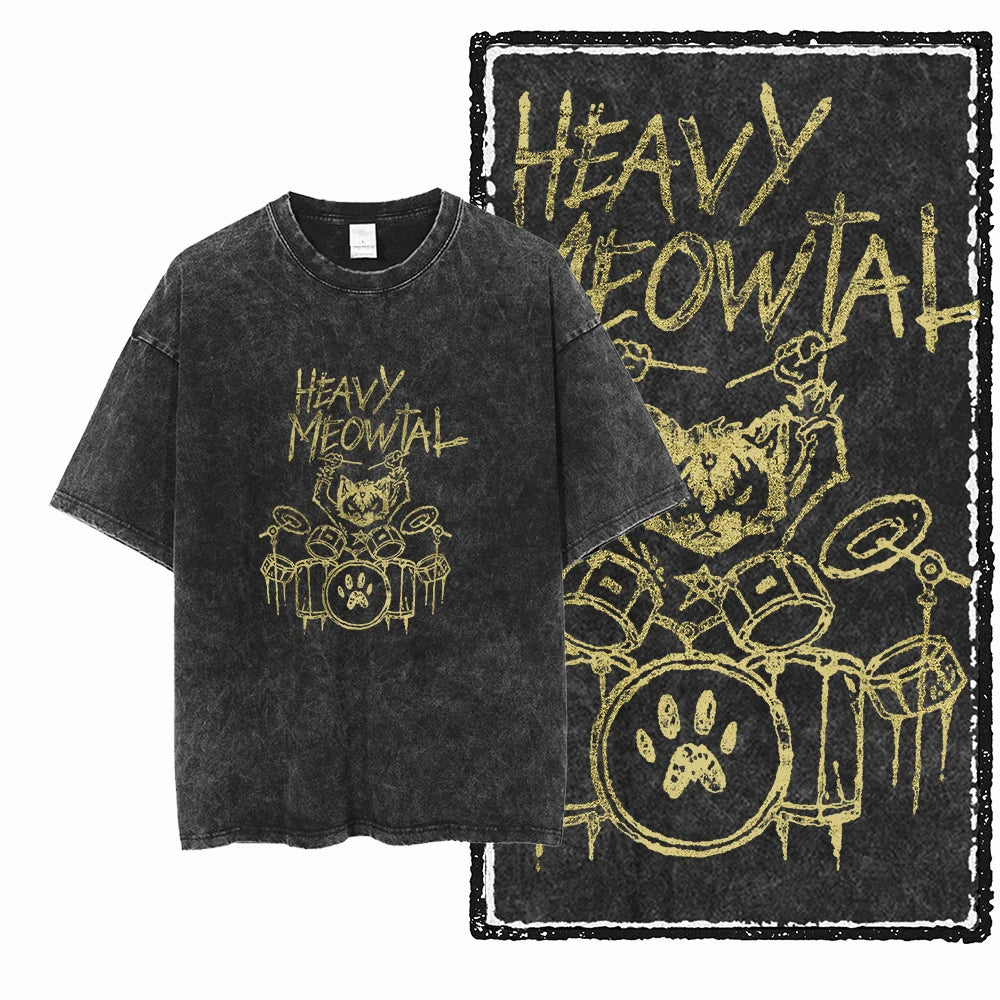 Men's Graphic Print Cotton T-Shirt — Acid Washed Vintage Streetwear Tee