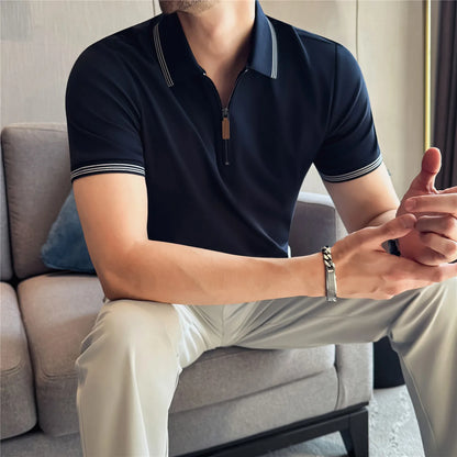Men's Half-Zip Polo Shirt — Slim Fit Breathable Solid Color Business Casual Summer Top | 4 Colors M–4XL