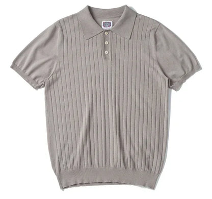 Men's Slim-Fit Knitted Polo Shirt — Breathable Smart Casual Button Lapel Summer Top