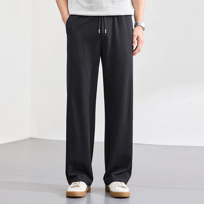 Lyocell Cotton Men's Casual Pants Breathable Straight Leg Loose Fit Elastic Waist Ice Silk Quick Dry Trousers Spring Summer 2026