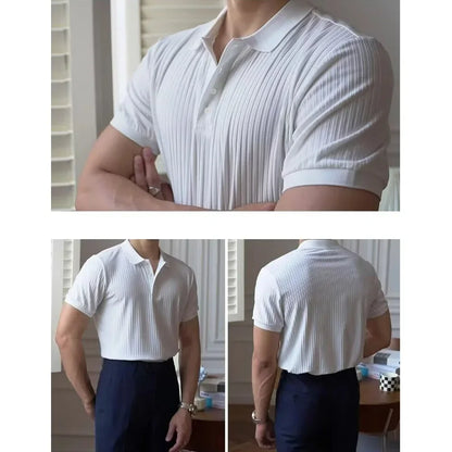 Men's Slim Fit Stretch Polo Shirt — Short Sleeve Casual Sportswear | 6 Colors S–XXXL