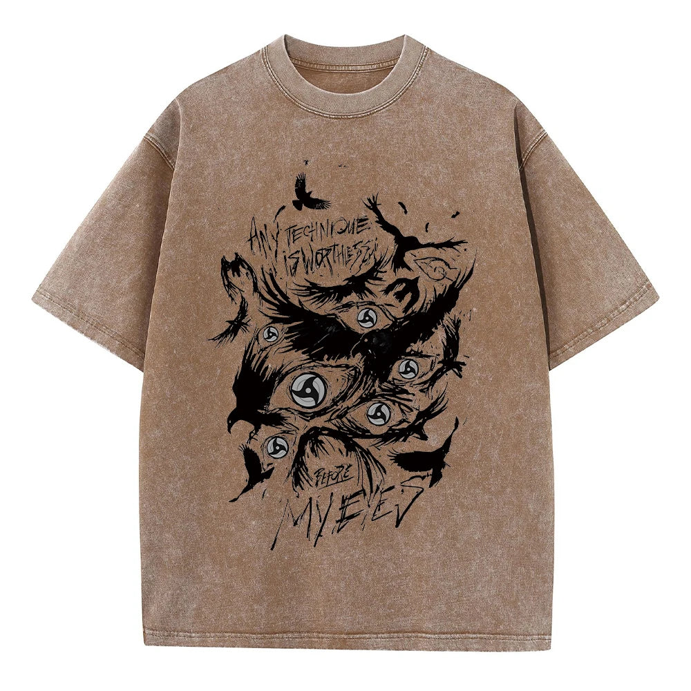 Men's Hip Hop Streetwear Vintage Washed Anime Graphic T-Shirt — Harajuku Cotton Casual Loose Tee