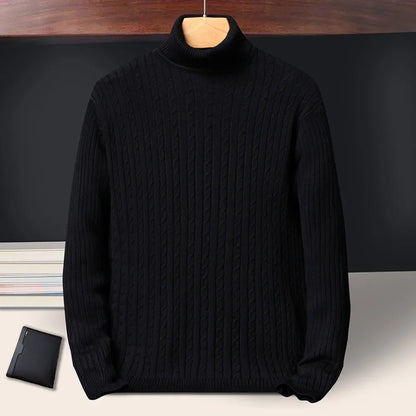 Men's Turtleneck Striped Knit Pullover — Warm Streetwear Sweater | 6 Colors Asian S–XXXL