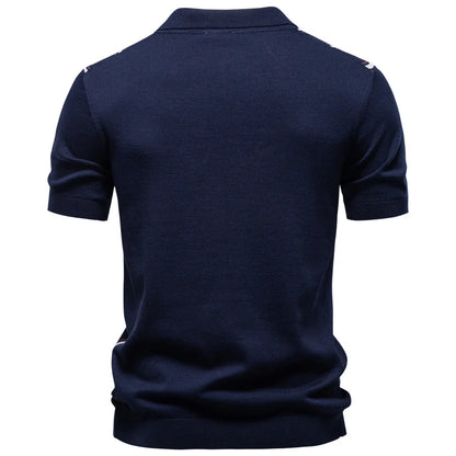 Men's Striped Zippered Knitted Polo Shirt — Business Casual Short Sleeve Summer Top | 3 Colors S–XXL
