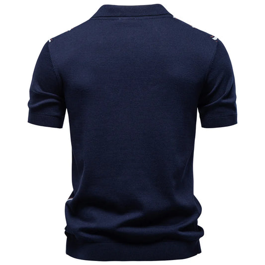 Men's Striped Zippered Knitted Polo Shirt — Business Casual Short Sleeve Summer Top | 3 Colors S–XXL