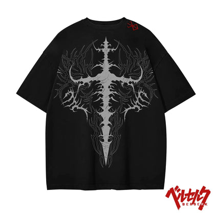 Men's Anime Graphic Oversized T-Shirt | Double-Sided Print 100% Cotton Streetwear Tee