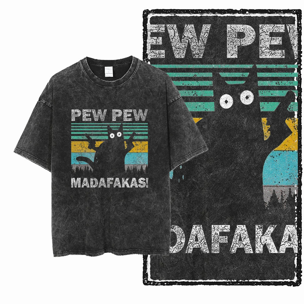 Men's Graphic Print Cotton T-Shirt — Acid Washed Vintage Streetwear Tee