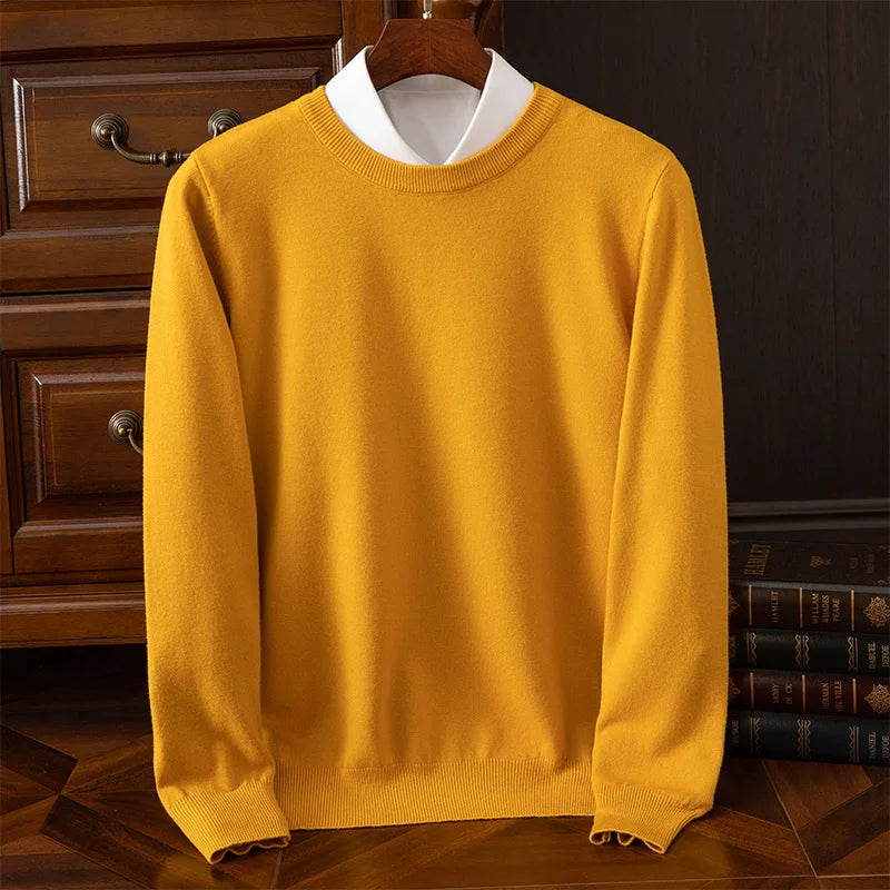 Men's Wool-Blend O-Neck Pullover Sweater — Versatile All-Season Knitwear