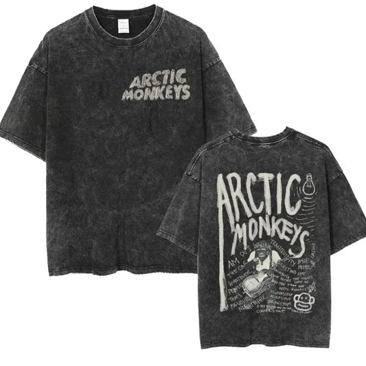 Men's Retro Rock Graphic T-Shirt — Vintage Washed Oversized Y2K Hip Hop Streetwear