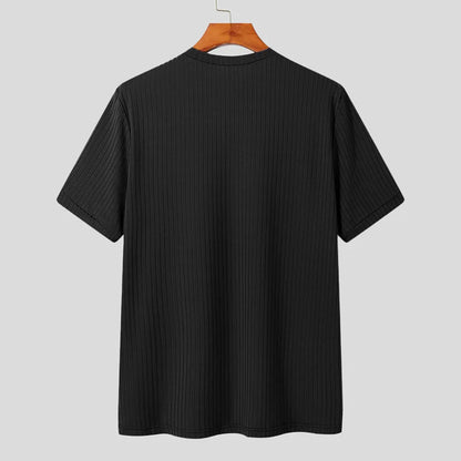 Men's Light Luxury Long Sleeve O-Neck T-Shirt — Loose Fit Solid Knitwear