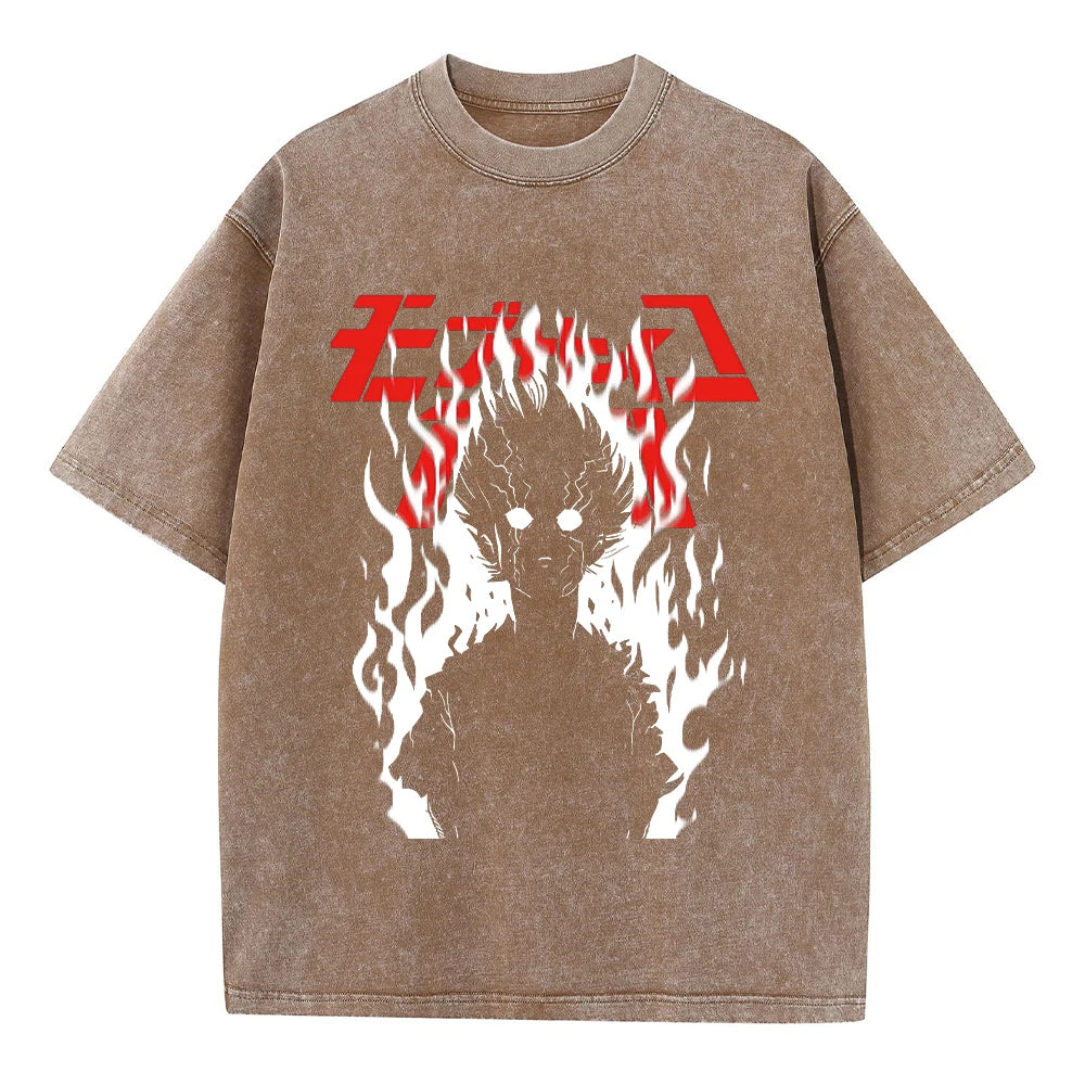 Men's Hip Hop Streetwear Vintage Washed Anime Graphic T-Shirt — Harajuku Cotton Casual Loose Tee