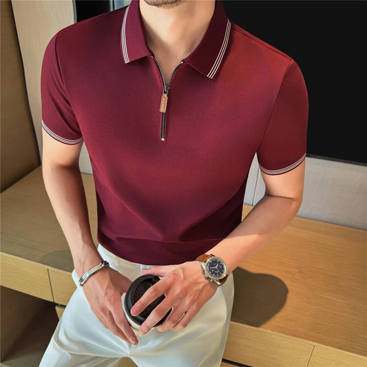 Men's Half-Zip Polo Shirt — Slim Fit Breathable Solid Color Business Casual Summer Top | 4 Colors M–4XL