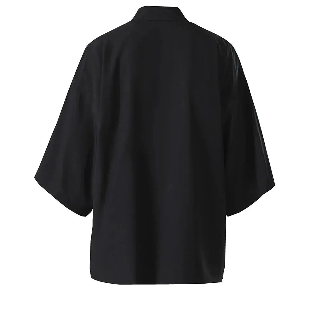 Men's Japanese Kimono Shirt — Open-Front Samurai Yukata Cardigan 3/4 Sleeve Summer Outwear