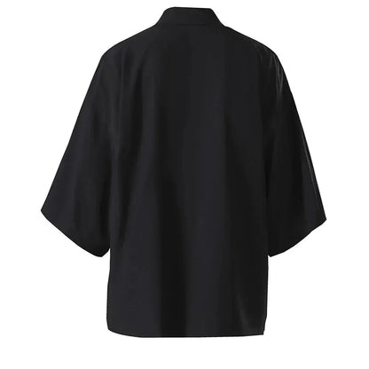Men's Japanese Kimono Shirt — Open-Front Samurai Yukata Cardigan 3/4 Sleeve Summer Outwear
