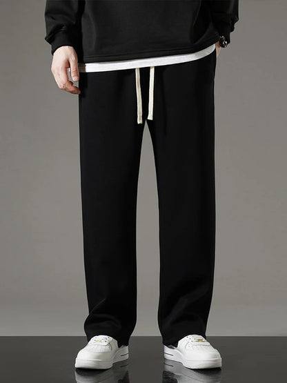 Men's Wide Leg Drawstring Sweatpants — Korean Fashion Straight Track Pants Casual Loose Trousers