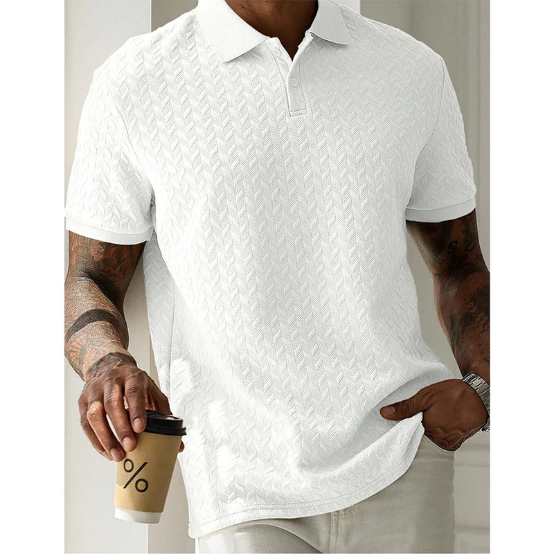 Men's Solid Color Polo Shirt — Breathable Short Sleeve Casual Streetwear Top