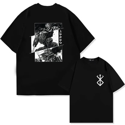 Men's Berserk Anime T-Shirt — Guts Graphic Tee 90s Dark Fantasy Manga Streetwear