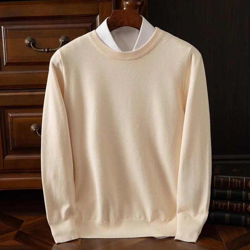 Men's Wool-Blend O-Neck Pullover Sweater — Versatile All-Season Knitwear