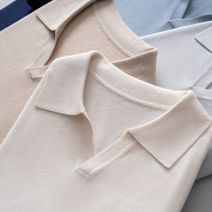 Men's Luxury Silk-Cashmere Knitted Polo Shirt — Short Sleeve Breathable Summer Top