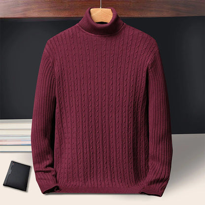 Men's Turtleneck Striped Knit Pullover — Warm Streetwear Sweater | 6 Colors Asian S–XXXL