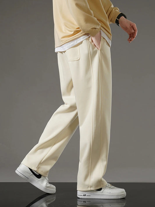 Men's Wide Leg Drawstring Sweatpants — Korean Fashion Straight Track Pants Casual Loose Trousers