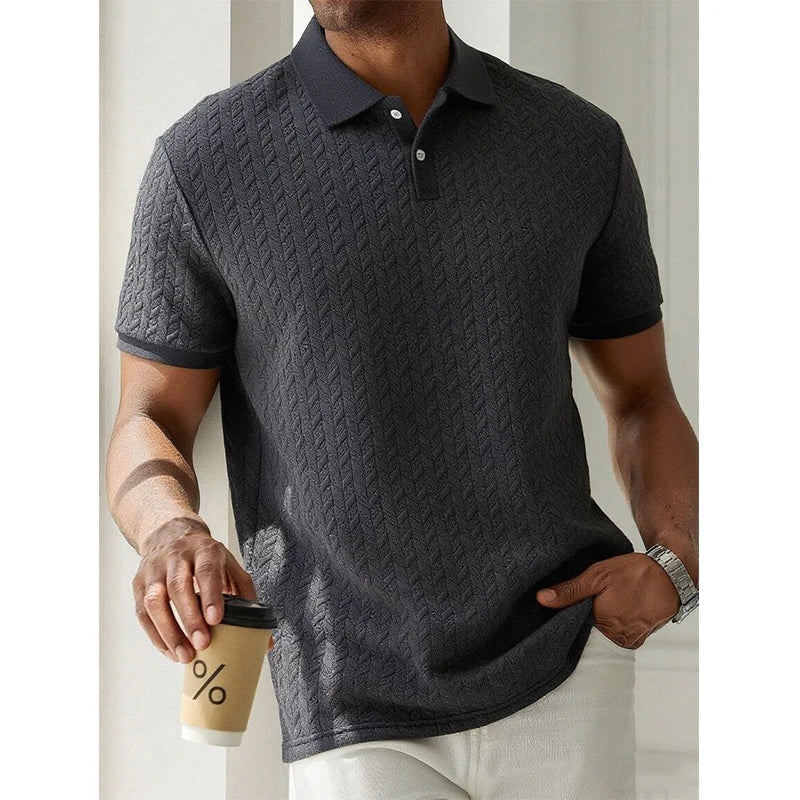 Men's Solid Color Polo Shirt — Breathable Short Sleeve Casual Streetwear Top