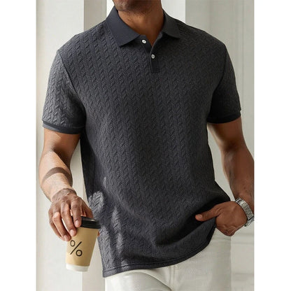 Men's Solid Color Polo Shirt — Breathable Short Sleeve Casual Streetwear Top