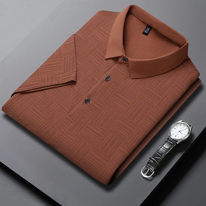 Men's Printed Business Casual Polo Shirt — Anti-Wrinkle Breathable Short Sleeve Summer Top