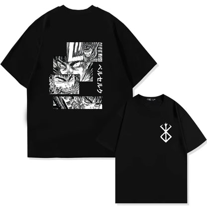 Men's Berserk Anime T-Shirt — Guts Graphic Tee 90s Dark Fantasy Manga Streetwear