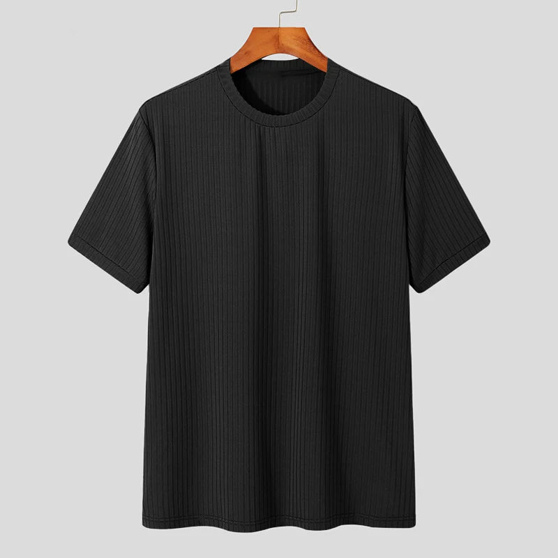 Men's Light Luxury Long Sleeve O-Neck T-Shirt — Loose Fit Solid Knitwear