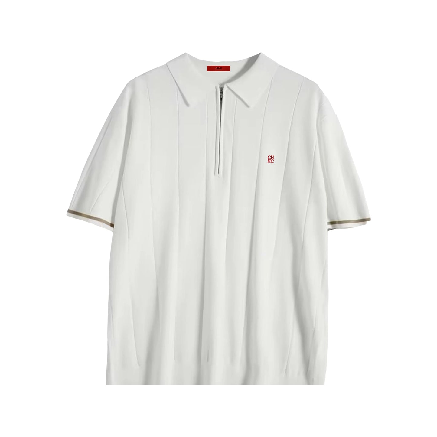 Men's Ribbed Knit Polo Shirt — Breathable Textured Short Sleeve Smart Casual Top